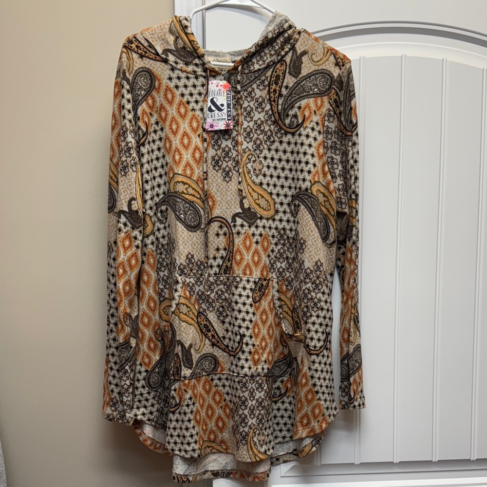 Be Stage paisley orange/ brown hoodie BNWT size 1X